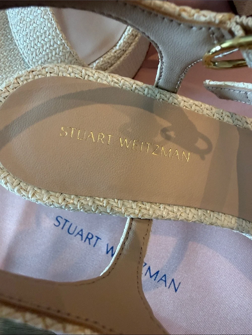 Stuart Weitzman Ivory Textured Platform Sandals